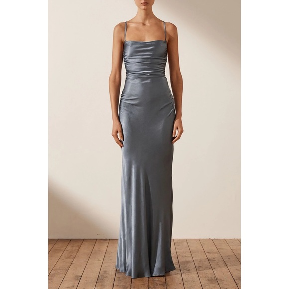 Shona Joy La Lune Lace Back Maxi Dress - Blue Smoke - Picture 1 of 14